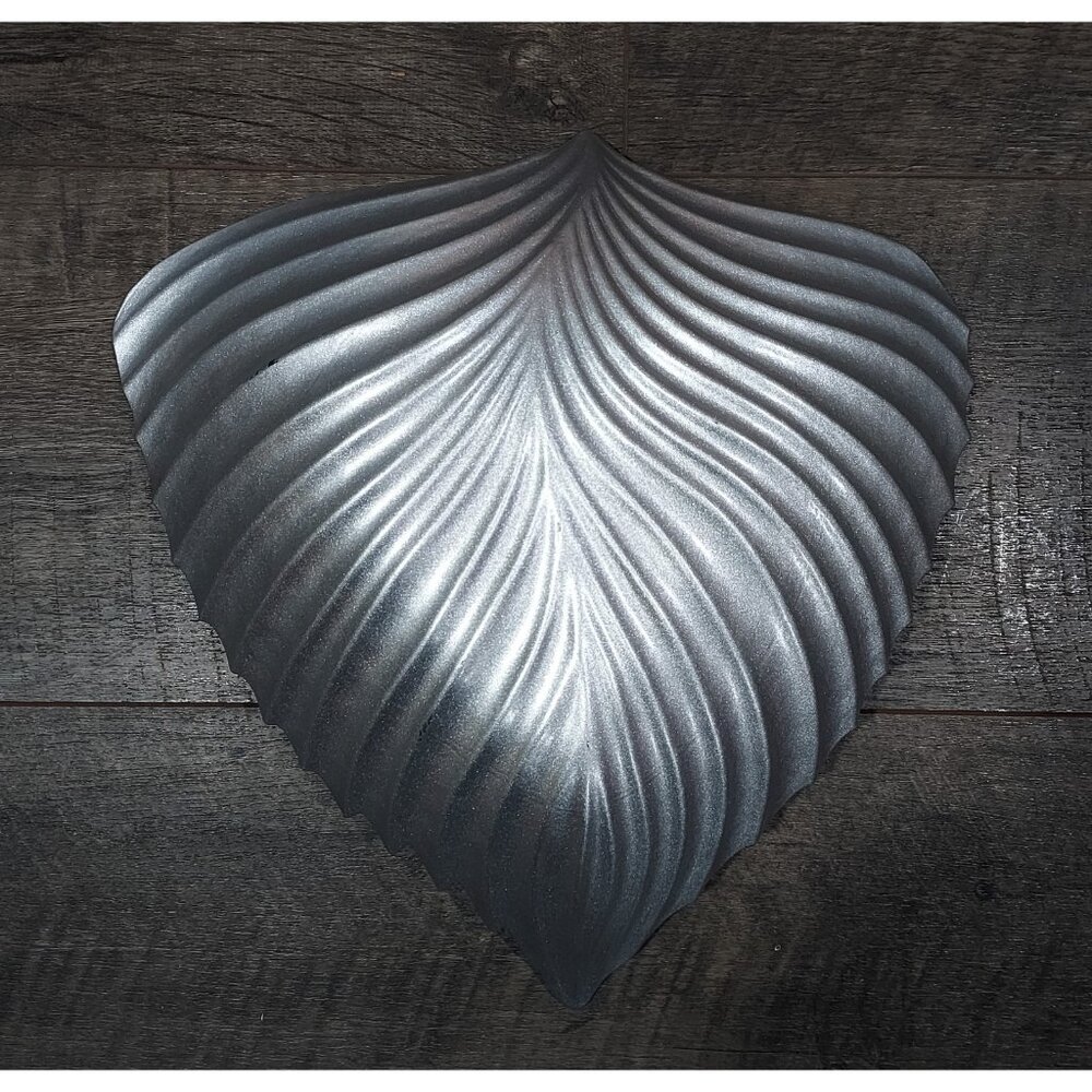 Bowl Akcam Gold Leaf Turkish Glass Holiday 13" x 12" x 3" Clear Silver Back - Picture 4 of 13